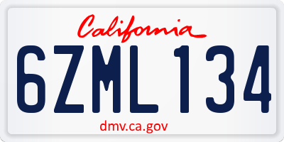CA license plate 6ZML134