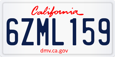 CA license plate 6ZML159