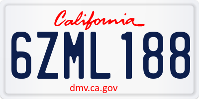 CA license plate 6ZML188