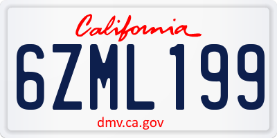 CA license plate 6ZML199