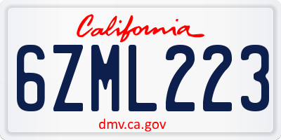 CA license plate 6ZML223