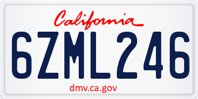CA license plate 6ZML246