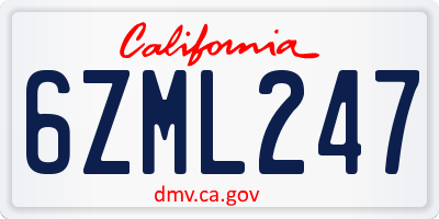 CA license plate 6ZML247