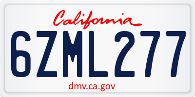 CA license plate 6ZML277