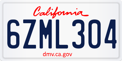 CA license plate 6ZML304
