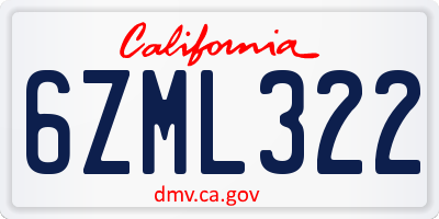 CA license plate 6ZML322