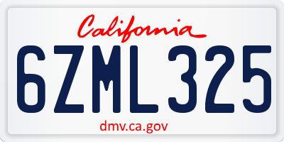 CA license plate 6ZML325