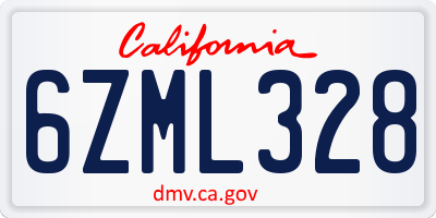 CA license plate 6ZML328