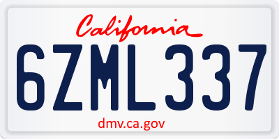 CA license plate 6ZML337