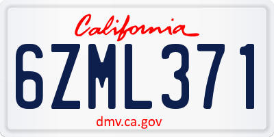 CA license plate 6ZML371