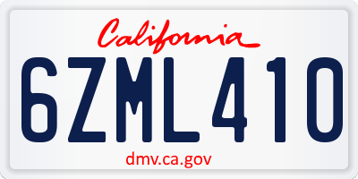 CA license plate 6ZML410
