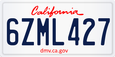 CA license plate 6ZML427