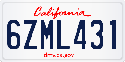 CA license plate 6ZML431