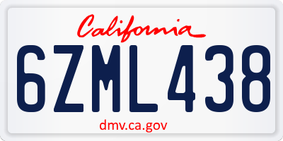 CA license plate 6ZML438