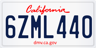 CA license plate 6ZML440