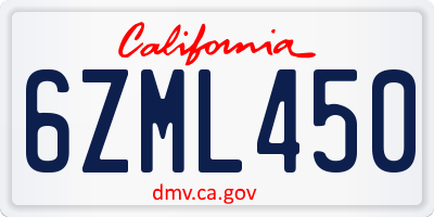 CA license plate 6ZML450
