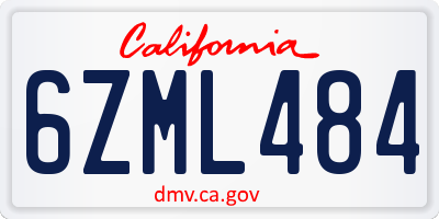 CA license plate 6ZML484