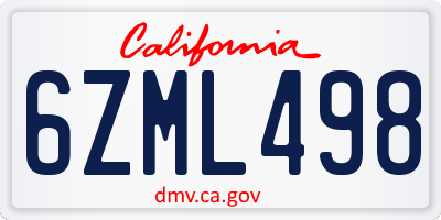 CA license plate 6ZML498