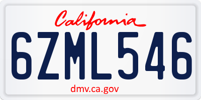 CA license plate 6ZML546