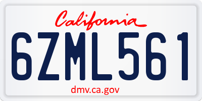 CA license plate 6ZML561