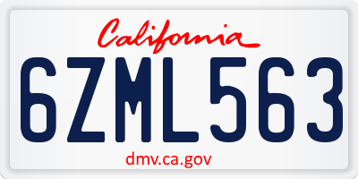 CA license plate 6ZML563