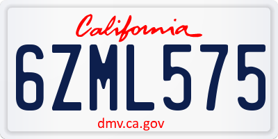 CA license plate 6ZML575
