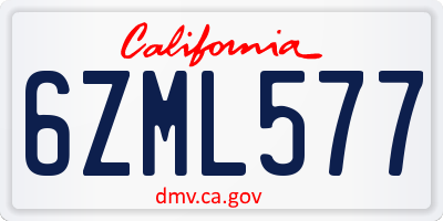 CA license plate 6ZML577