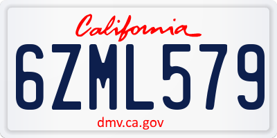 CA license plate 6ZML579