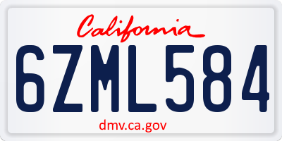 CA license plate 6ZML584