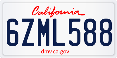 CA license plate 6ZML588