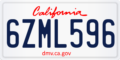 CA license plate 6ZML596