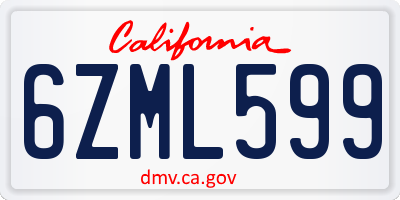 CA license plate 6ZML599