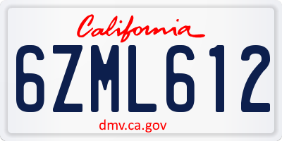 CA license plate 6ZML612