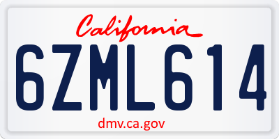 CA license plate 6ZML614