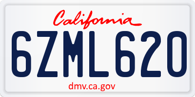 CA license plate 6ZML620