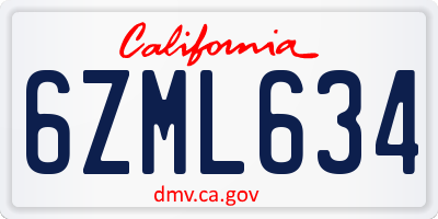 CA license plate 6ZML634