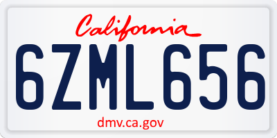 CA license plate 6ZML656