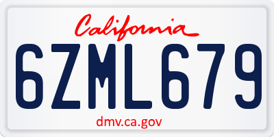 CA license plate 6ZML679