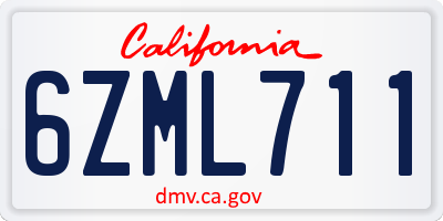 CA license plate 6ZML711