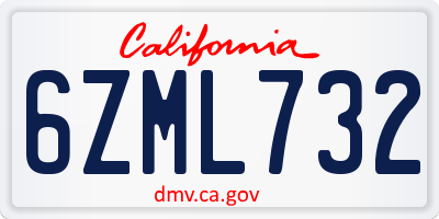 CA license plate 6ZML732