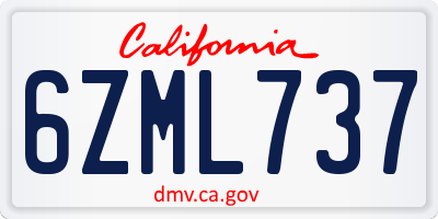 CA license plate 6ZML737