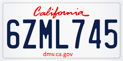 CA license plate 6ZML745