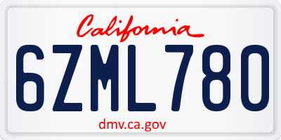 CA license plate 6ZML780