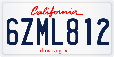CA license plate 6ZML812