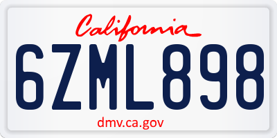 CA license plate 6ZML898