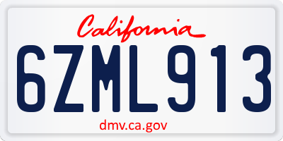 CA license plate 6ZML913