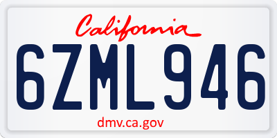 CA license plate 6ZML946