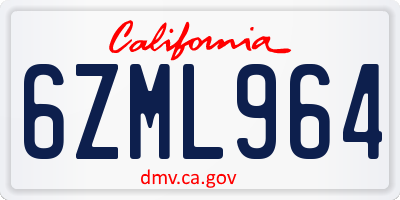 CA license plate 6ZML964
