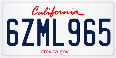 CA license plate 6ZML965