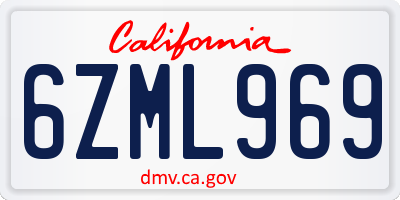 CA license plate 6ZML969